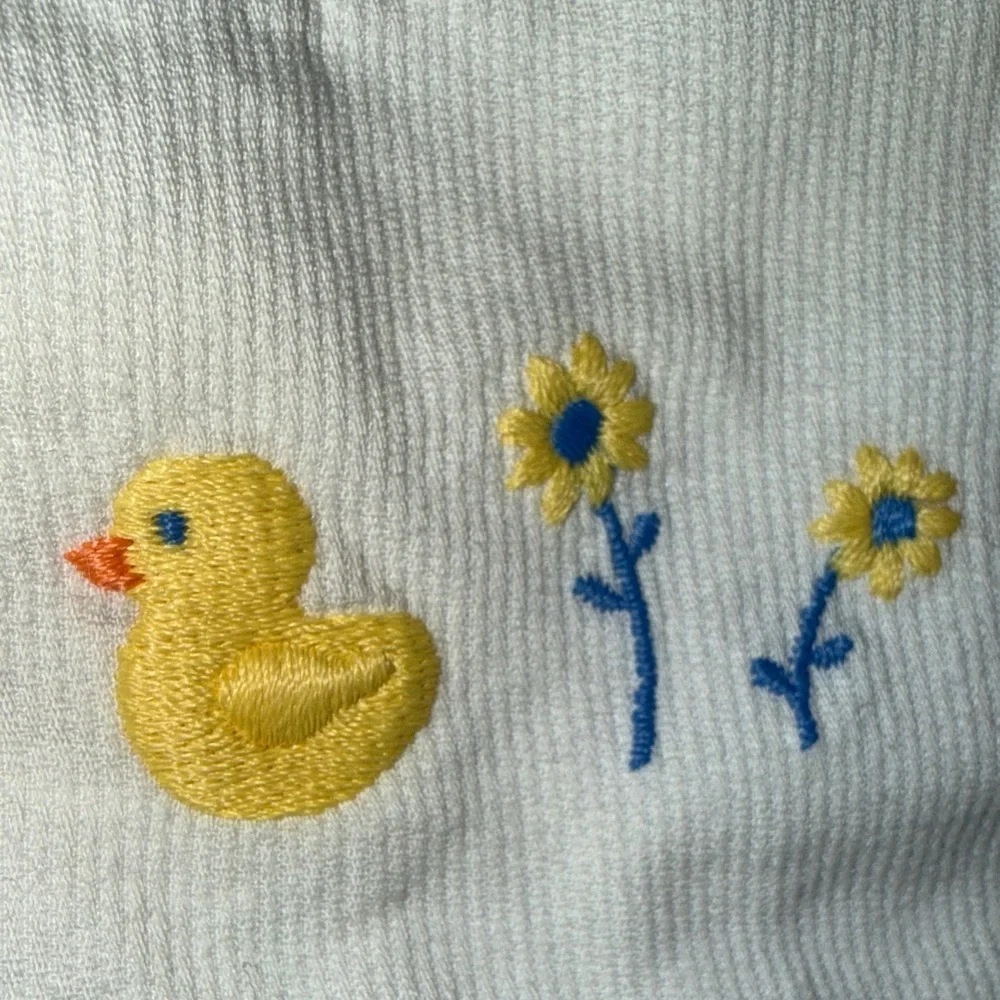 Carter's White & Blue Duck Embroidered Dress